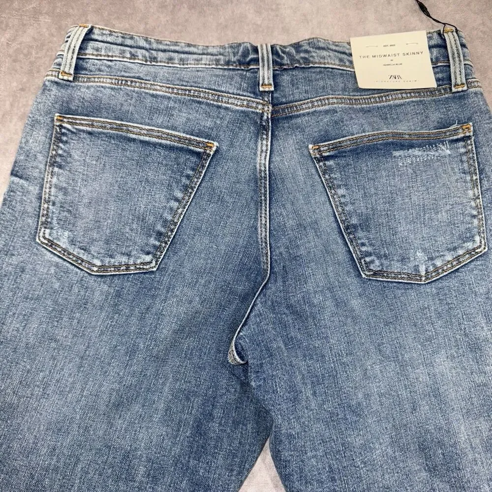 Zara Womens Skinny Fit Jeans Mid Rise Size 42 US 10 NWT - Picture 8 of 8